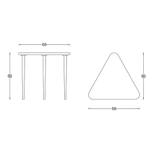 ابعاد دقیق میز عسلی سه‌ تکه بهرنگ TF280