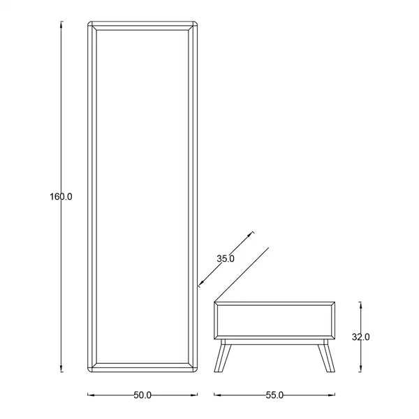 ابعاد دقیق آینه کشودار بهرنگ BR181